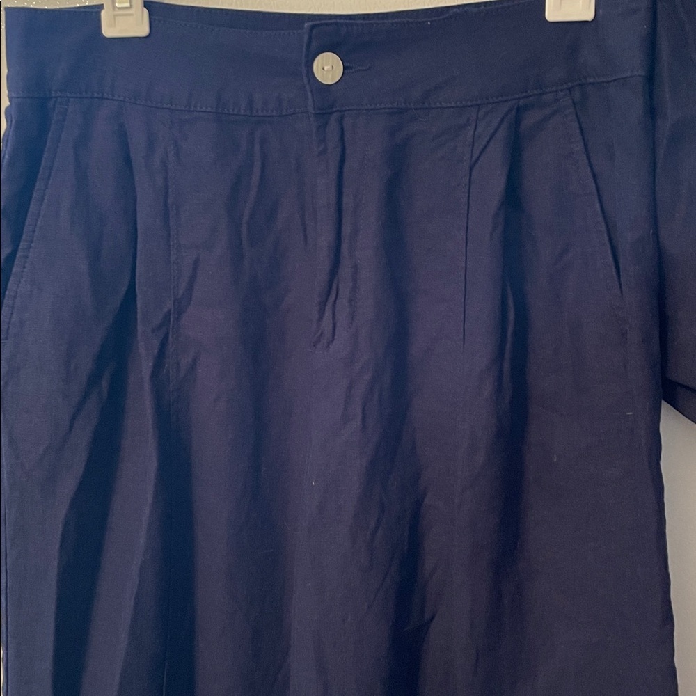 Christian Siriano Navy Size 10 Linen Set Pants and Buttoned Tank Top - Picture 6 of 11